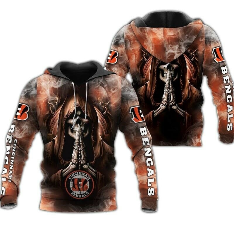 NFL Cincinnati Bengals Skull Smoke Pullover Hoodie NFL Cincinnati Bengals Skull Smoke Pullover Hoodie