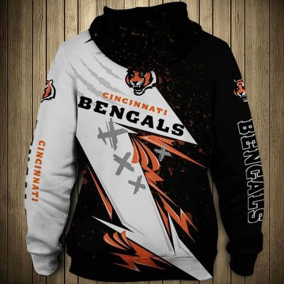 NFL Cincinnati Bengals Thunder Black White Pullover Hoodie