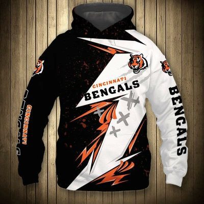 NFL Cincinnati Bengals Thunder Black White Pullover Hoodie
