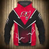 NFL Tampa Bay Buccaneers Lightning Black Red Pullover Hoodie
