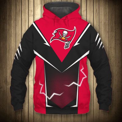NFL Tampa Bay Buccaneers Lightning Black Red Pullover Hoodie