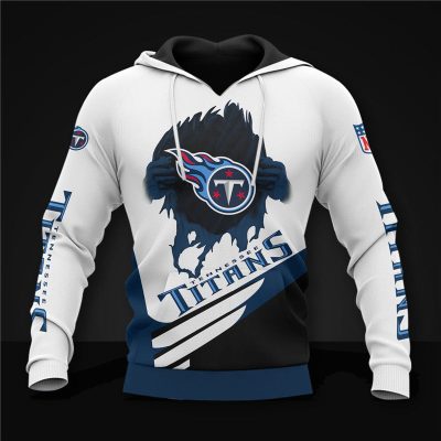 NFL Tennessee Titans White Navy Blue Pullover Hoodie V2