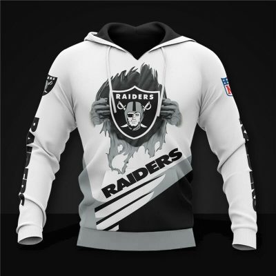 NFL Las Vegas Raiders White Black Pullover Hoodie
