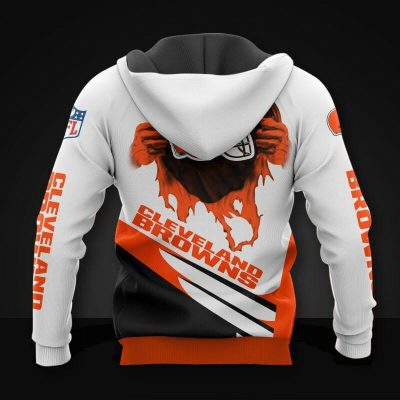 NFL Cleveland Browns White Orange Pullover Hoodie