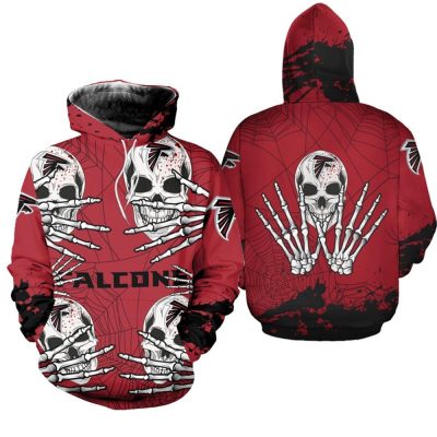 NFL Atlanta Falcons Halloween Skull Red Pullover Hoodie