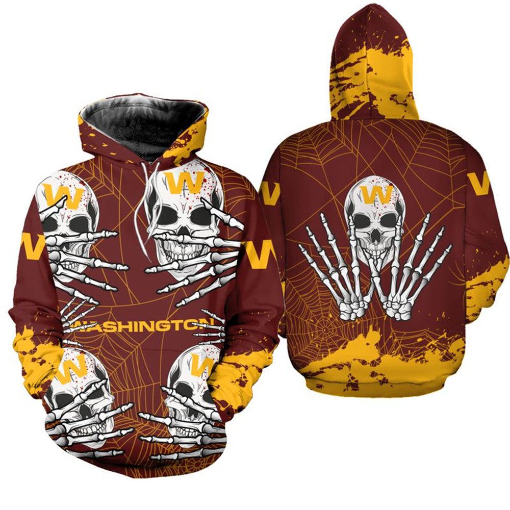 NFL Washington Commanders Brown Yellow Skull Pullover Hoodie NFL Washington Commanders Brown Yellow Skull Pullover Hoodie