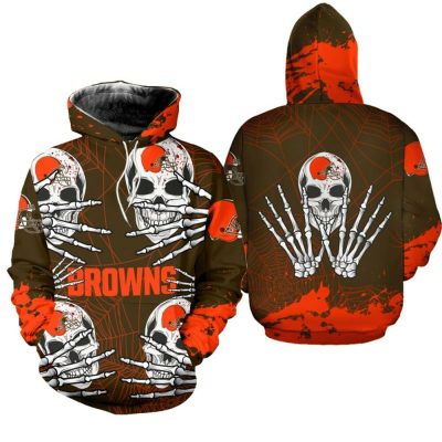 NFL Cleveland Browns Skull Halloween Pullover Hoodie