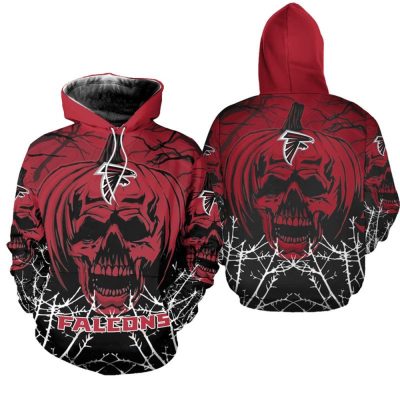 NFL Atlanta Falcons Halloween Pumpkin Skull Pullover Hoodie
