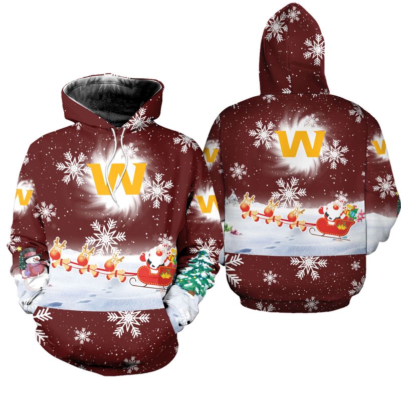 NFL Washington Commanders Cartoon Christmas Edition Pullover Hoodie NFL Washington Commanders Cartoon Christmas Edition Pullover Hoodie