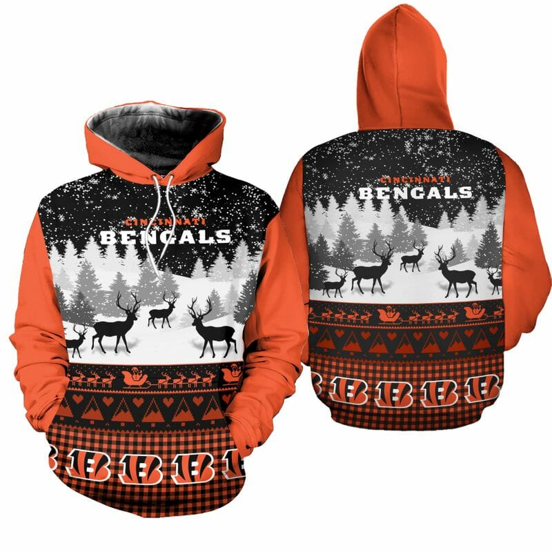 NFL Cincinnati Bengals Orange Black Christmas Pullover Hoodie NFL Cincinnati Bengals Orange Black Christmas Pullover Hoodie