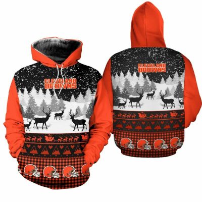 NFL Cleveland Browns Orange Christmas Pullover Hoodie