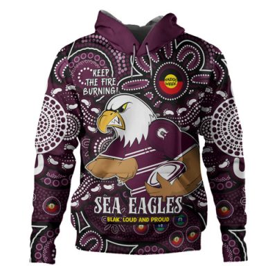 Manly Warringah Sea Eagles Hoodie Custom Naidoc Week 2024 Aboriginal Pattern And Torres Strait Islander Inspired