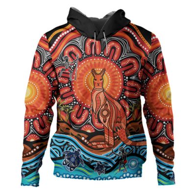 Australia Aboriginal Inspired Hoodie - Kangaroo With Dot Painting
