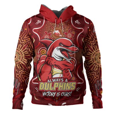 Redcliffe Dolphins Hoodie Aboriginal Pattern Inspired Victory Is Ours