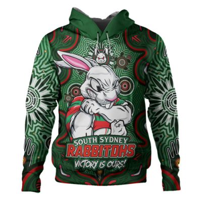 South Sydney Rabbitohs Hoodie Aboriginal Pattern Inspired Victory Is Ours