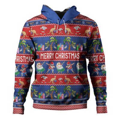 Australia Christmas Custom Hoodie - Tropical Ugly Xmas Santa Dapping And Dancing Hoodie