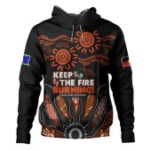 Australia Hoodie Naidoc Week 2024 Indigenous Keep The Fire Burning Aboriginal Gum Leaf Painting Red