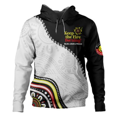 Australia Hoodie Naidoc Week Indigenous Culture Inspired Keep the Fire Burning! Blak, Loud and Proud