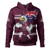 Manly Warringah Sea Eagles Hoodie Custom For Die Hard Fan Australia Flag Scratch Style