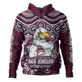 Manly Warringah Sea Eagles Hoodie Aboriginal Inspired Tough Fan Rugby For Life Ver 2.0