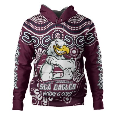 Manly Warringah Sea Eagles Hoodie Aboriginal Inspired Tough Fan Rugby For Life Ver 2.0
