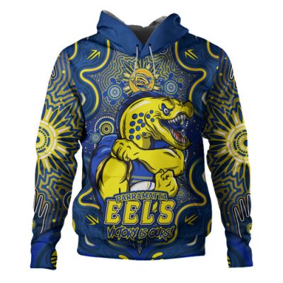 Parramatta Eels Hoodie Aboriginal Pattern Inspired Victory Is Ours