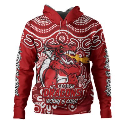 St. George Illawarra Dragons Hoodie Aboriginal Inspired Tough Fan Rugby For Life Ver 2.0