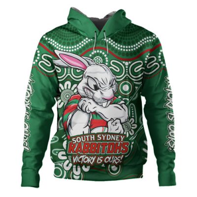South Sydney Rabbitohs Hoodie Aboriginal Inspired Tough Fan Rugby For Life