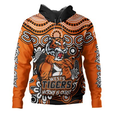 Wests Tigers Hoodie Aboriginal Inspired Tough Fan Rugby For Life