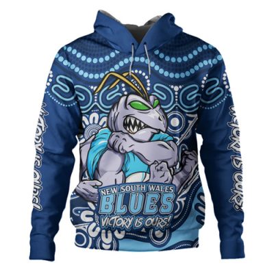 New South Wales Blues Hoodie Aboriginal Inspired Tough Fan Rugby For Life