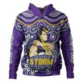 Melbourne Storm Hoodie Aboriginal Inspired Tough Fan Rugby For Life