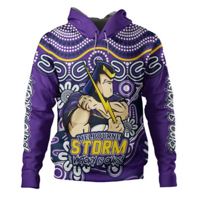 Melbourne Storm Hoodie Aboriginal Inspired Tough Fan Rugby For Life
