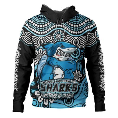 Cronulla-Sutherland Sharks Hoodie Aboriginal Inspired Tough Fan Rugby For Life