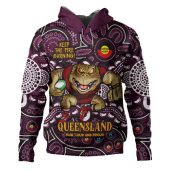 Queensland Maroons Hoodie Custom Naidoc Week 2024 Aboriginal Pattern And Torres Strait Islander Inspired