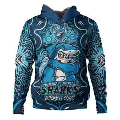 Cronulla-Sutherland Sharks Hoodie Aboriginal Pattern Inspired Victory Is Ours