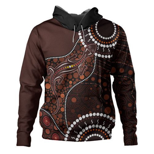 Australia Aboriginal Inspired Custom Hoodie - Aboriginal Inspired Lizard With Dot Painting Pattern Australia Aboriginal Inspired Custom Hoodie - Aboriginal Inspired Lizard With Dot Painting Pattern