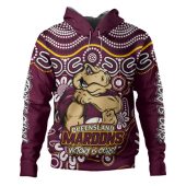 Queensland Maroons Hoodie Aboriginal Inspired Tough Fan Rugby For Life