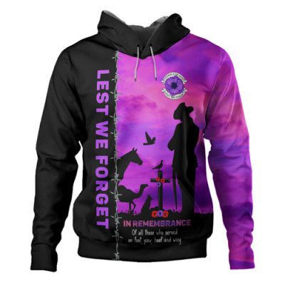 Australia Hoodie Anzac Day Lest We Forget The Animals Of War