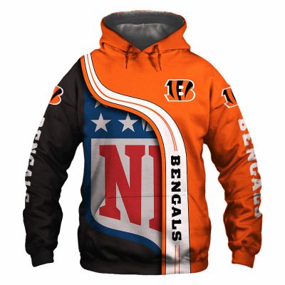 NFL Cincinnati Bengals Orange Black Pullover Hoodie V7
