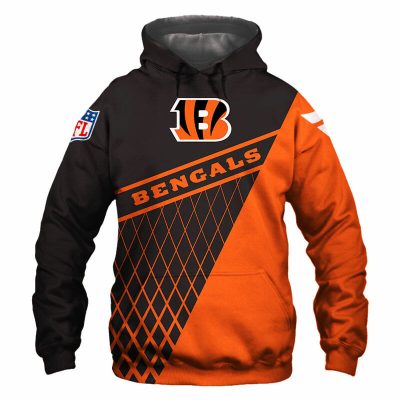 NFL Cincinnati Bengals Orange Black Pullover Hoodie V6
