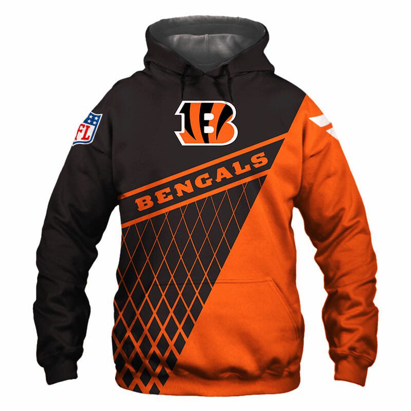 NFL Cincinnati Bengals Orange Black Pullover Hoodie V6 NFL Cincinnati Bengals Orange Black Pullover Hoodie V6