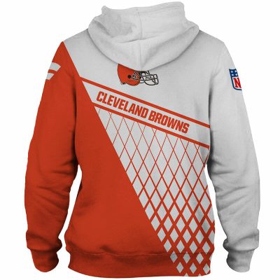 NFL Cleveland Browns White Orange Pullover Hoodie V5