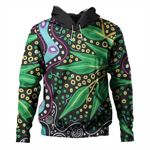 Australia Wattle Leaves Hoodie - Aboriginal Dot Art And Wattle Leaves Hoodie Australia Wattle Leaves Hoodie - Aboriginal Dot Art And Wattle Leaves Hoodie