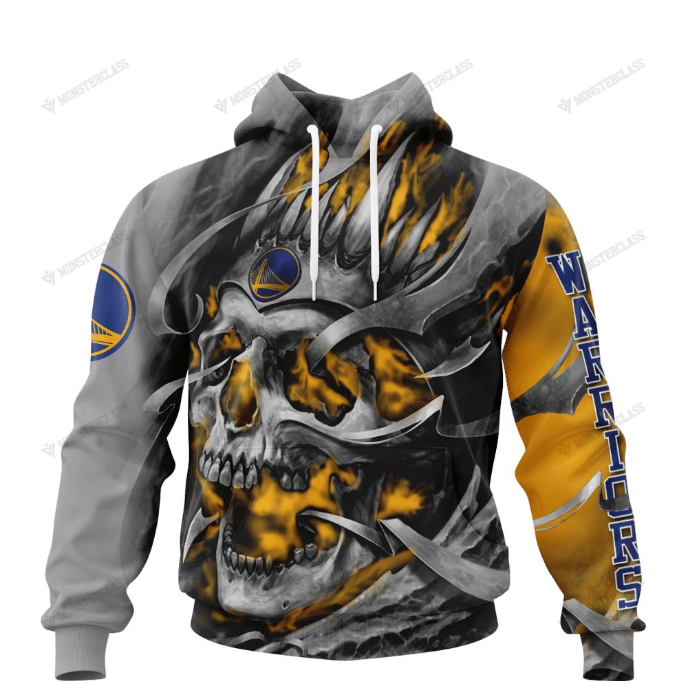 NBA Golden State Warriors Custom Name Number Skull Pullover Hoodie NBA Golden State Warriors Custom Name Number Skull Pullover Hoodie