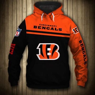 NFL Cincinnati Bengals Skull Orange Black Pullover Hoodie V2