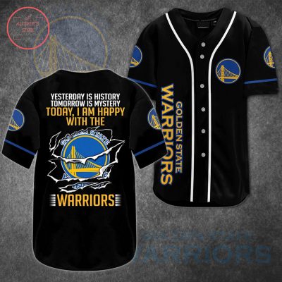 NBA Golden State Warriors Black Happy With Baseball Jersey
