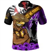 Hawthorn Polo Shirt ANZAC Day Honor Purple Valor And Spirit