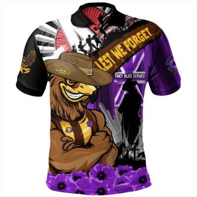 Hawthorn Polo Shirt ANZAC Day Honor Purple Valor And Spirit