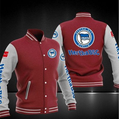 Hertha BSC Maroon White Baseball Jacket