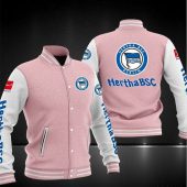 Hertha BSC Pink White Baseball Jacket